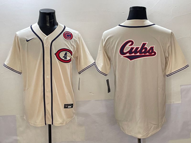 Men Chicago Cubs Blank Cream Throwback 2025 Nike MLB Jersey style 7->atlanta braves->MLB Jersey